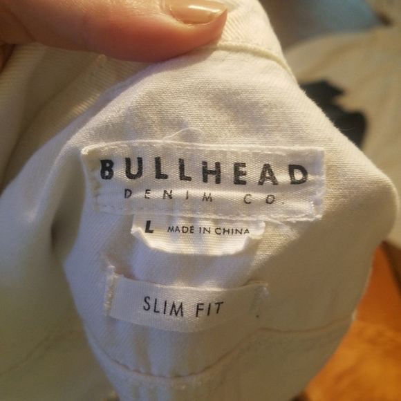 BullHead Womens White Jean Jacket Large Slim Fit - Picture 2 of 4